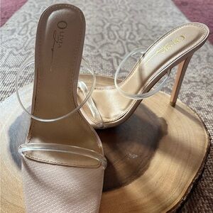 Olivia Women's Clear Strap Heels - Cream